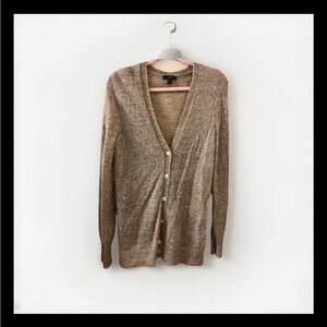J. Crew Tan Cardigan Sweater Classic Knit V-Neck